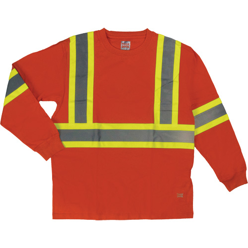 Long Sleeve Safety T-Shirt, Cotton, X-Small, High Visibility Orange Groupe Belzile Dickner