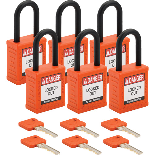 Cadenas de verrouillage Velocity, Orange, Cl&eacute;s diff&eacute;rentes, Nylon, Largeur de 1-1/2" Groupe Belzile Dickner