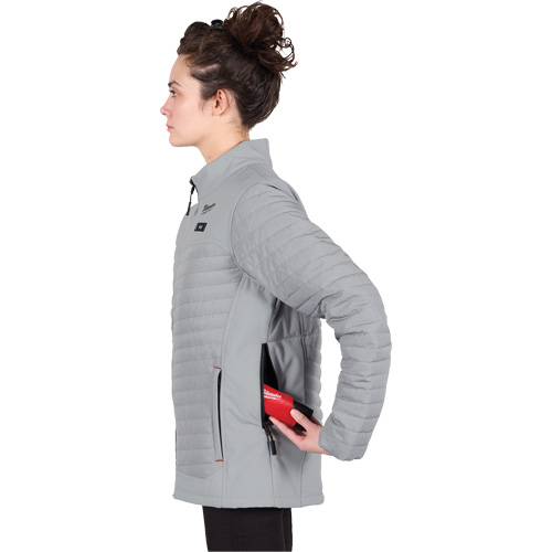 M12 Heated Axis Jacket with Battery, Women's, Small, Grey Groupe Belzile Dickner