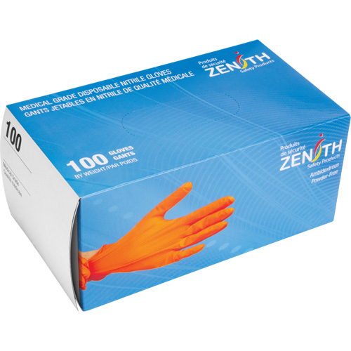 Heavyweight Tactile Grip Examination Gloves, Small, Nitrile, 8-mil, Powder-Free, Orange Groupe Belzile Dickner