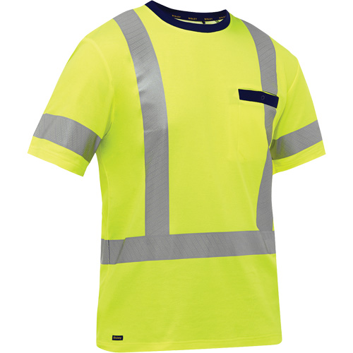 Bisley&reg; X-Back Short Sleeve Shirt, Poly-Cotton, Small, High Visibility Lime-Yellow Groupe Belzile Dickner