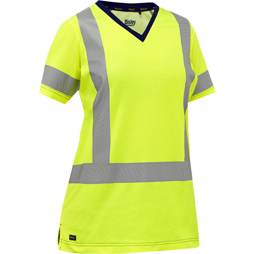 Chemise &agrave; manches courtes et X au dos Bisley pour femmes, Poly-coton, Petit, Jaune lime haute visibilit&eacute; Groupe Belzile Dickner