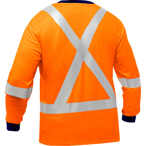 Bisley&reg; X-Back Long Sleeve Shirt, Poly-Cotton, Small, High Visibility Orange Groupe Belzile Dickner