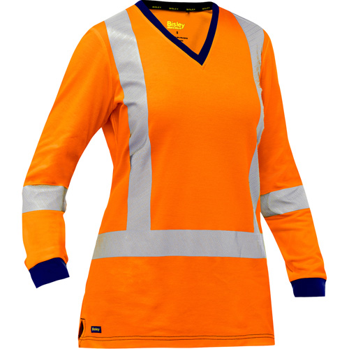 Bisley&reg; Women's X-Back Long Sleeve Shirt, Poly-Cotton, Small, High Visibility Orange Groupe Belzile Dickner