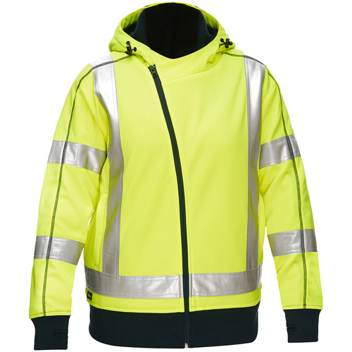 Bisley&reg; X-Back Women's Contoured Full Zip Hooded Sweatshirt with Sherpa Lining, Medium, High Visibility Lime-Yellow Groupe Belzile Dickner