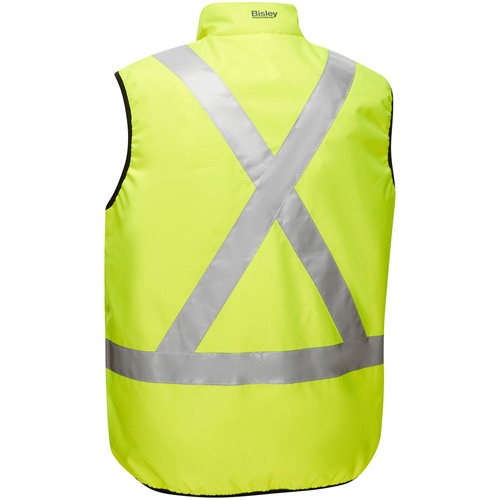 Bisley&reg; X-Back Reversible Puffer Vest, High Visibility Lime-Yellow, 2X-Large, Polyester Groupe Belzile Dickner