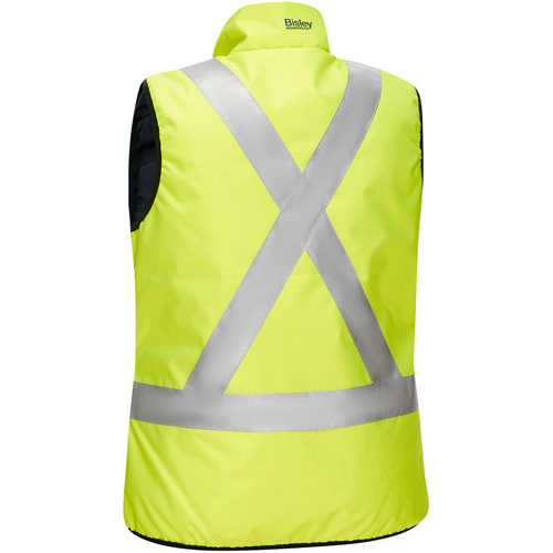 Bisley&reg; X-Back Women's Contoured Reversible Puffer Vest, High Visibility Lime-Yellow, 3X-Large, Polyester Groupe Belzile Dickner