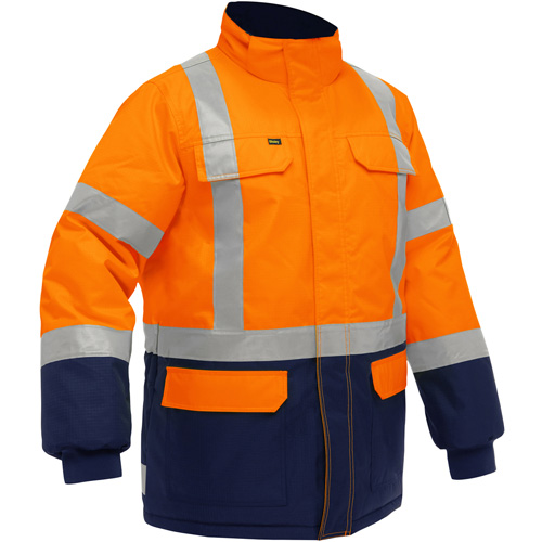 Bisley&reg; X-Back Extreme Cold Jacket with Navy Bottom, Polyester, High Visibility Orange, 4X-Large Groupe Belzile Dickner