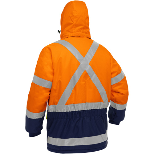 Bisley&reg; X-Back Extreme Cold Jacket with Navy Bottom, Polyester, High Visibility Orange, 4X-Large Groupe Belzile Dickner