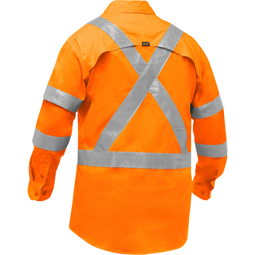 Bisley&reg; X-Back Women's Long Sleeve Work Shirt with X-Airflow, Poly-Cotton, Small, High Visibility Orange Groupe Belzile Dickner
