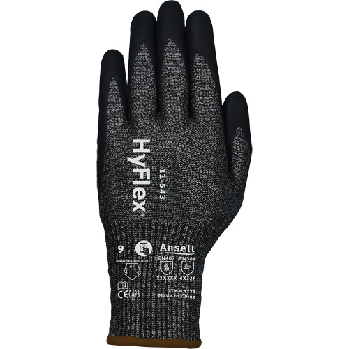Gants r&eacute;sistants &agrave; la coupe HYFLEX 11-543, Taille 6, Calibre 13, Rev&ecirc;tement Nitrile, Enveloppe en Nylon/Acier inoxydable/PEHP/Spandex, ASTM ANSI niveau A7/EN 388 niveau F Groupe Belzile Dickner