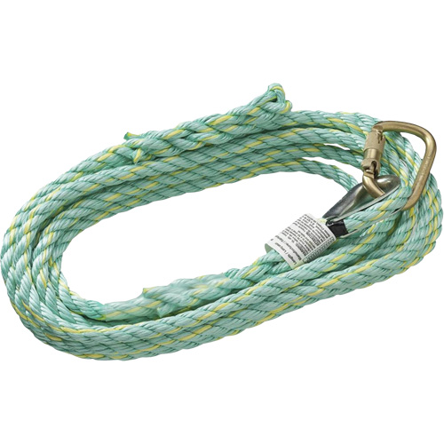 VL-1115-25 Vertical Lifeline Rope with Anchor End Carabiner & Trailing End Back Splice, Copolymer Groupe Belzile Dickner