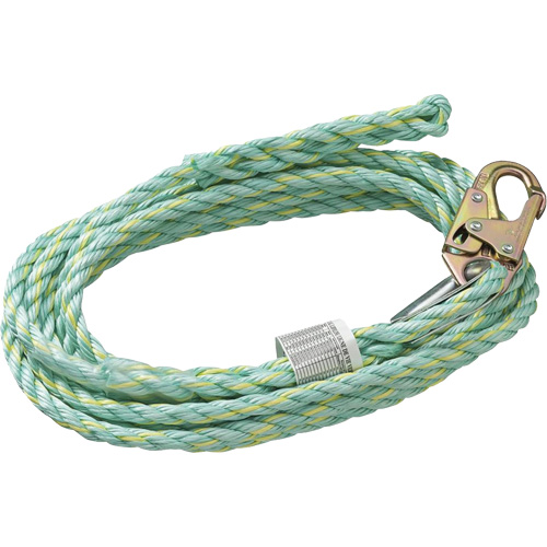 VL-1125-25 Vertical Lifeline Rope with Anchor End Snap Hook & Trailing End Back Splice, Copolymer Groupe Belzile Dickner