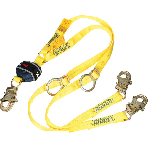Twin-Leg Tie-Back Web Shock-Absorbing Lanyard, 6', Snap Hook Center, Snap Hook Leg Ends, Polyester Groupe Belzile Dickner