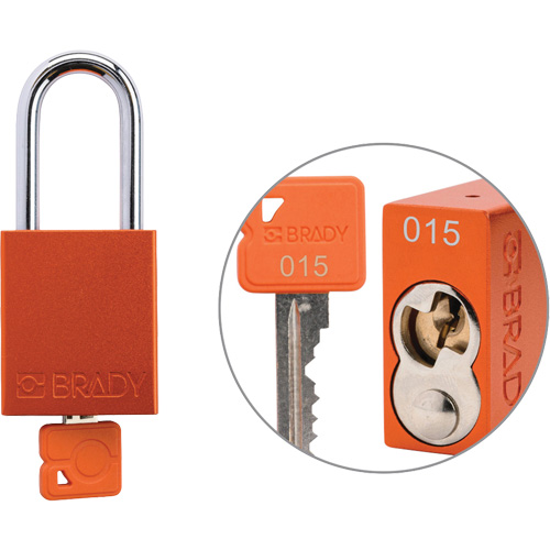 Cadenas de verrouillage de s&eacute;curit&eacute; Velocity Plus, Orange, Cl&eacute;s identiques, Aluminium, Largeur de 1-1/2" Groupe Belzile Dickner