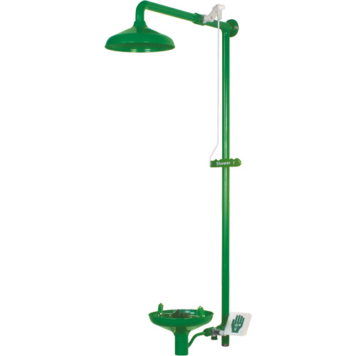 Douche combin&eacute;e pour laboratoire avec cuvette ouverte en ABS, Montage mural Groupe Belzile Dickner