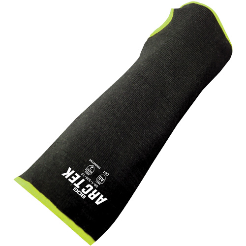 Cut-Resistant Sleeve with Thumb Hole, Polyethylene/Steel, 10", ASTM ANSI Level A5, Black/Yellow Groupe Belzile Dickner