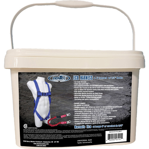 ECO Safety Harness in Pail with 6' Lanyard, CSA Certified, Class A, 255 lbs. Cap. Groupe Belzile Dickner