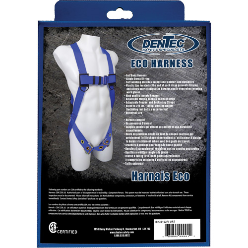 ECO Safety Harness in Retail Box, CSA Certified, Class A, 352 lbs. Cap. Groupe Belzile Dickner