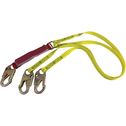 External Energy Absorber Lanyard with 3/4" Hooks, 6', Snap Hook Center, Snap Hook Leg Ends, Polyester Groupe Belzile Dickner