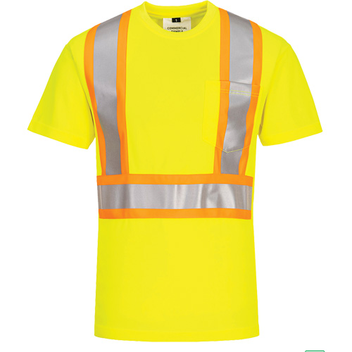 T-shirt de s&eacute;curit&eacute; &agrave; bandes contrastantes, Polyester, Petit, Jaune lime haute visibilit&eacute; Groupe Belzile Dickner