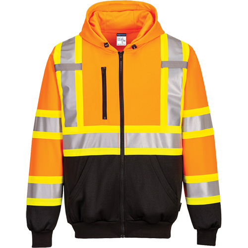Contrast-Striped Safety Hoodie, Small, Black/High Visibility Orange Groupe Belzile Dickner