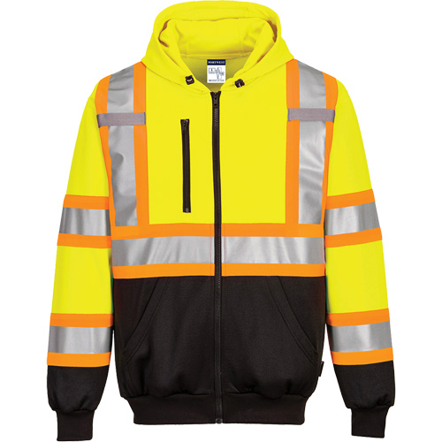 Contrast-Striped Safety Hoodie, Small, Black/High Visibility Lime-Yellow Groupe Belzile Dickner