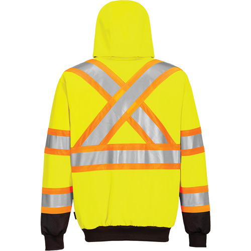 Contrast-Striped Safety Hoodie, Small, Black/High Visibility Lime-Yellow Groupe Belzile Dickner