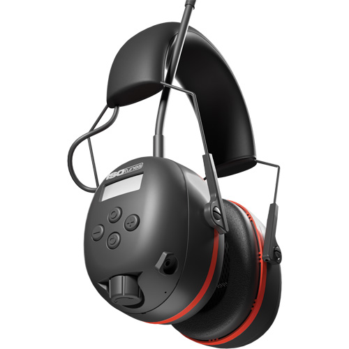 Black & Red Air Defender AM/FM Earmuffs, Headband Style, 24 dB Groupe Belzile Dickner