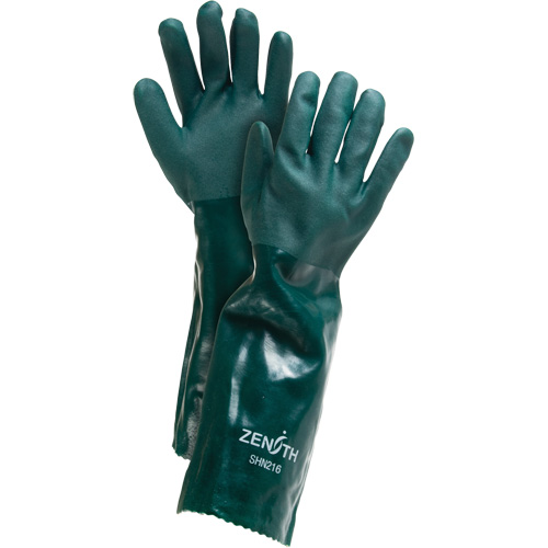 Double Dipped Green Gloves, 18" L, PVC, Cotton Jersey Inner Lining, 70-mil Groupe Belzile Dickner