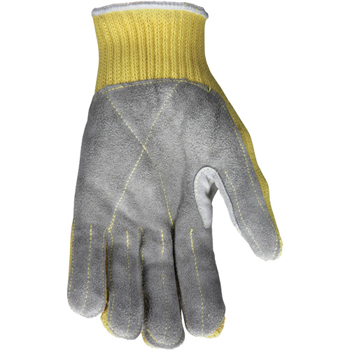 Gants de travail r&eacute;sistant &agrave; la coupe CutPro avec paume en cuir fendu, Taille Petit, Calibre 7, Enveloppe en Kevlar, ASTM ANSI niveau A3 Groupe Belzile Dickner