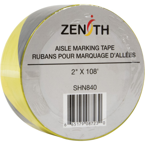 Aisle Marking Tape, 2" x 108', PVC, Black and Yellow Groupe Belzile Dickner