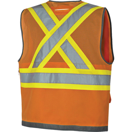 Pioneer Mesh Back Zip Front Surveyor Safety Vest, High Visibility Orange, Small, Polyester Groupe Belzile Dickner