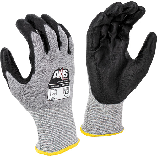 Gants de travail r&eacute;sistants &agrave; la coupe, compatibles avec &eacute;crans tactiles RWG566 AXIS, Taille 2T-Grand, Calibre 18, Rev&ecirc;tement Polyur&eacute;thane, Enveloppe en Acier inoxydable/PEHP, ASTM ANSI niveau A5/EN 388 niveau E Groupe Belzile Dickner