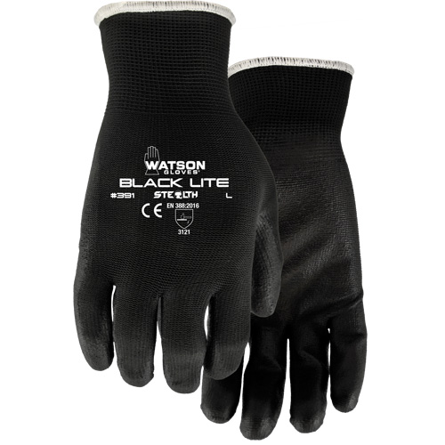 391 Stealth Black Lite Gloves, X-Small, Polyurethane Coating, Polyester Shell Groupe Belzile Dickner