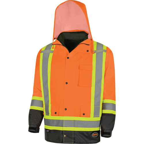5056 Pioneer&reg; Yukon 7-in-1 Waterproof Winter Safety Parka, Polyester, Black/High Visibility Orange, X-Small Groupe Belzile Dickner