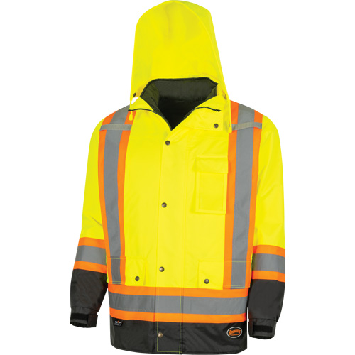 Parka de s&eacute;curit&eacute; d'hiver imperm&eacute;able 7-en-1 5057 Pioneer Yukon, Polyester, Noir/Jaune lime haute visibilit&eacute;, T-petit Groupe Belzile Dickner