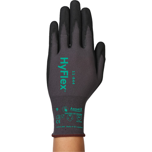 Gants Hyflex 11-844, Taille 5/2T-petit, Calibre 15, Rev&ecirc;tement Mousse de nitrile, Enveloppe en Nylon/Spandex, ASTM ANSI niveau A1/EN 388 niveau 1/EN 388 niveau A Groupe Belzile Dickner