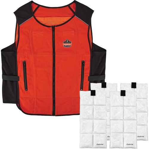 Chill-Its 6260 Lightweight Phase Change Cooling Vest with Rechargeable Packs, Large/X-Large, Orange Groupe Belzile Dickner