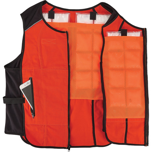 Chill-Its 6260 Lightweight Phase Change Cooling Vest with Rechargeable Packs, Large/X-Large, Orange Groupe Belzile Dickner
