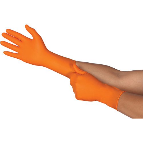 Gants jetables TOUCHNTUFF 93-800, 10/9,5, Latex/N&eacute;opr&egrave;ne/Nitrile, 23,6-mils, Sans poudre, Orange Groupe Belzile Dickner