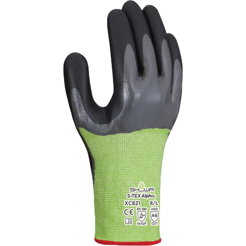 S-TEX Alpha XC821 Cut-Resistant Gloves, Size X-Large/9, 18 Gauge, Nitrile Coated, Polyester/Nylon/Polyurethane/HPPE/Tungsten Shell, ASTM ANSI Level A6/EN 388 Level F Groupe Belzile Dickner
