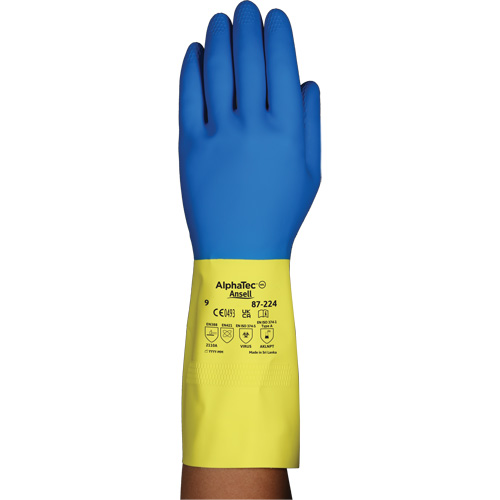 Alphatec&reg; 87-224 Chemical-Resistant Gloves, Size 7, 12.8" L, Neoprene/Rubber Latex, Cotton/Flock-Lined Inner Lining, 26.8-mil Groupe Belzile Dickner