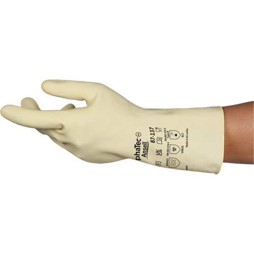 Gants naturels et l&eacute;gers AlphaTec 87-137, Taille 7, 11,8" lo, Latex de caoutchouc, 16 mils Groupe Belzile Dickner