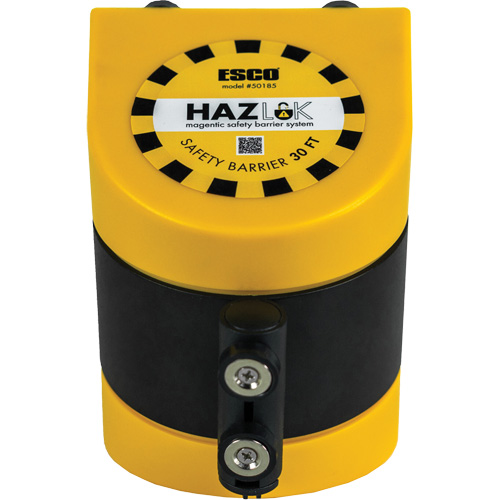 Syst&egrave;me de barri&egrave;re de s&eacute;curit&eacute; HAZLOK, Plastique, Fixation magn&eacute;tique, 30', Ruban Noir et jaune Groupe Belzile Dickner