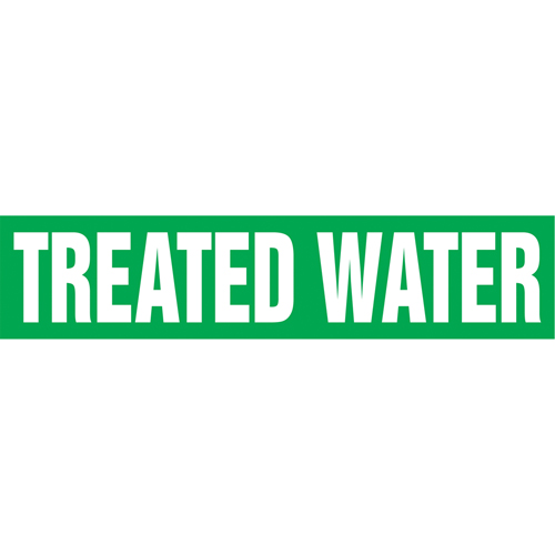 "Treated Water" Pipe Markers, Self-Adhesive, 2-1/2" H x 12" W, White on Green Groupe Belzile Dickner