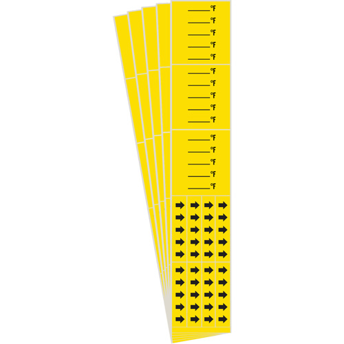 "Blank °F" Pipe Markers, Self-Adhesive, 2-1/4" H x 14" W, Black on Yellow Groupe Belzile Dickner