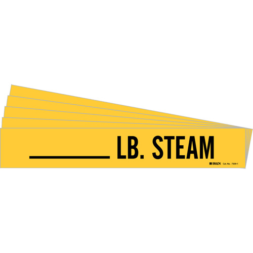 "LB. Steam" Pipe Markers, Self-Adhesive, 2-1/4" H x 2-3/4" W, Black on Yellow Groupe Belzile Dickner