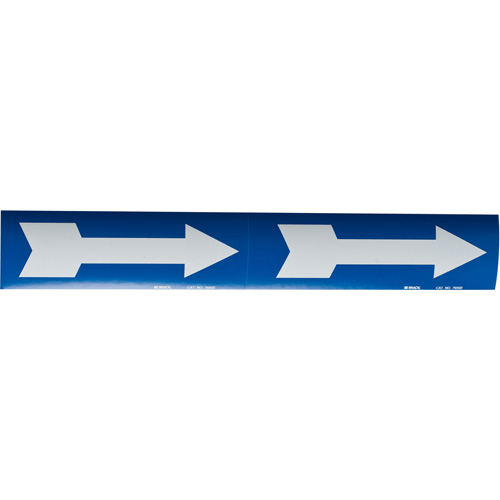 Arrow Pipe Markers, Self-Adhesive, 4" H x 12" W, White on Blue Groupe Belzile Dickner