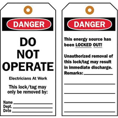 Lockout Tags, Plastic, 3" W x 5-1/2" H, English Groupe Belzile Dickner